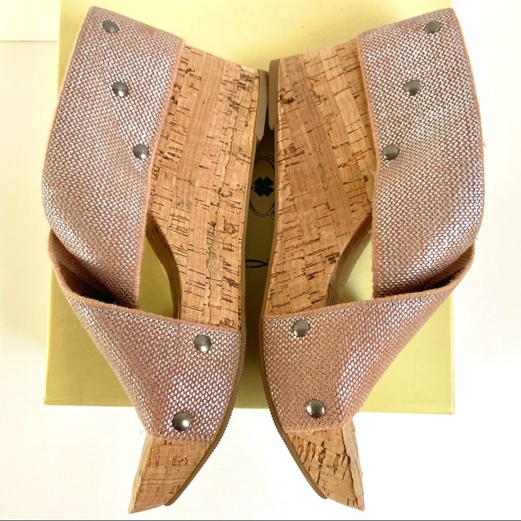⚡️Host Pick⚡️Lucky Brand Miller 2 Cork Platform Wedge Sandals in Metallic Peach - Picture 16 of 16